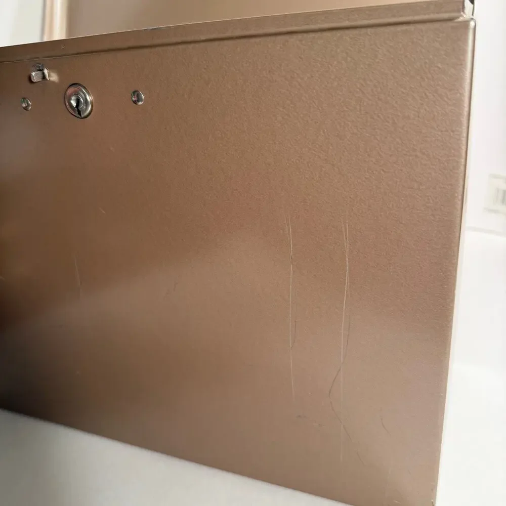 Vintage Rockway Metal File Box Tan 13.5” x 5” x 8.75” Security